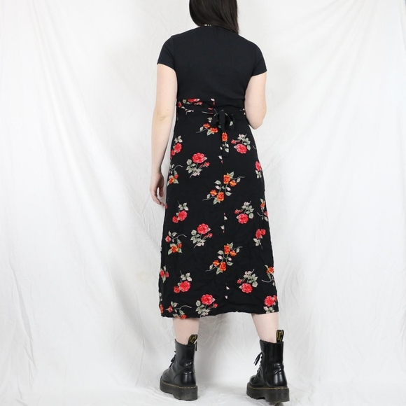 Vintage Black Red Floral Dress - Picture 3 of 5
